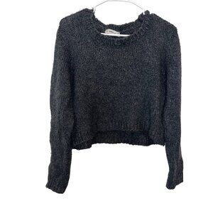 Zara Knit Cropped Sweater Charcoal Gray Womens M